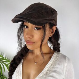Vintage Stetson Brown Unisex Retro Classy Preppy Cotton Newsboy Flat Cap / Large